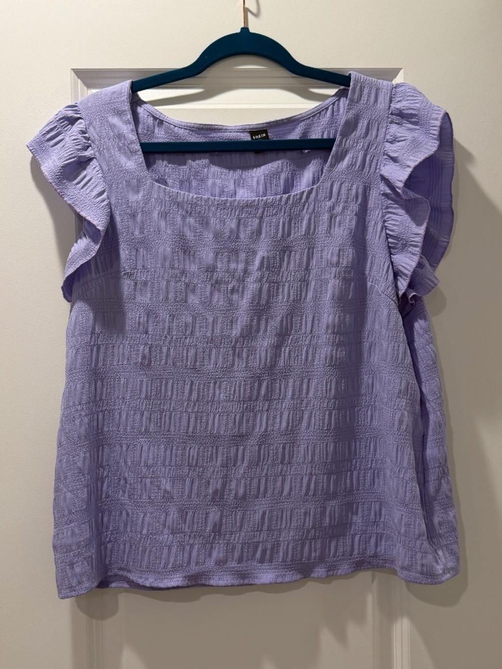 Lavender Smocked Ruffle-Sleeve Blouse